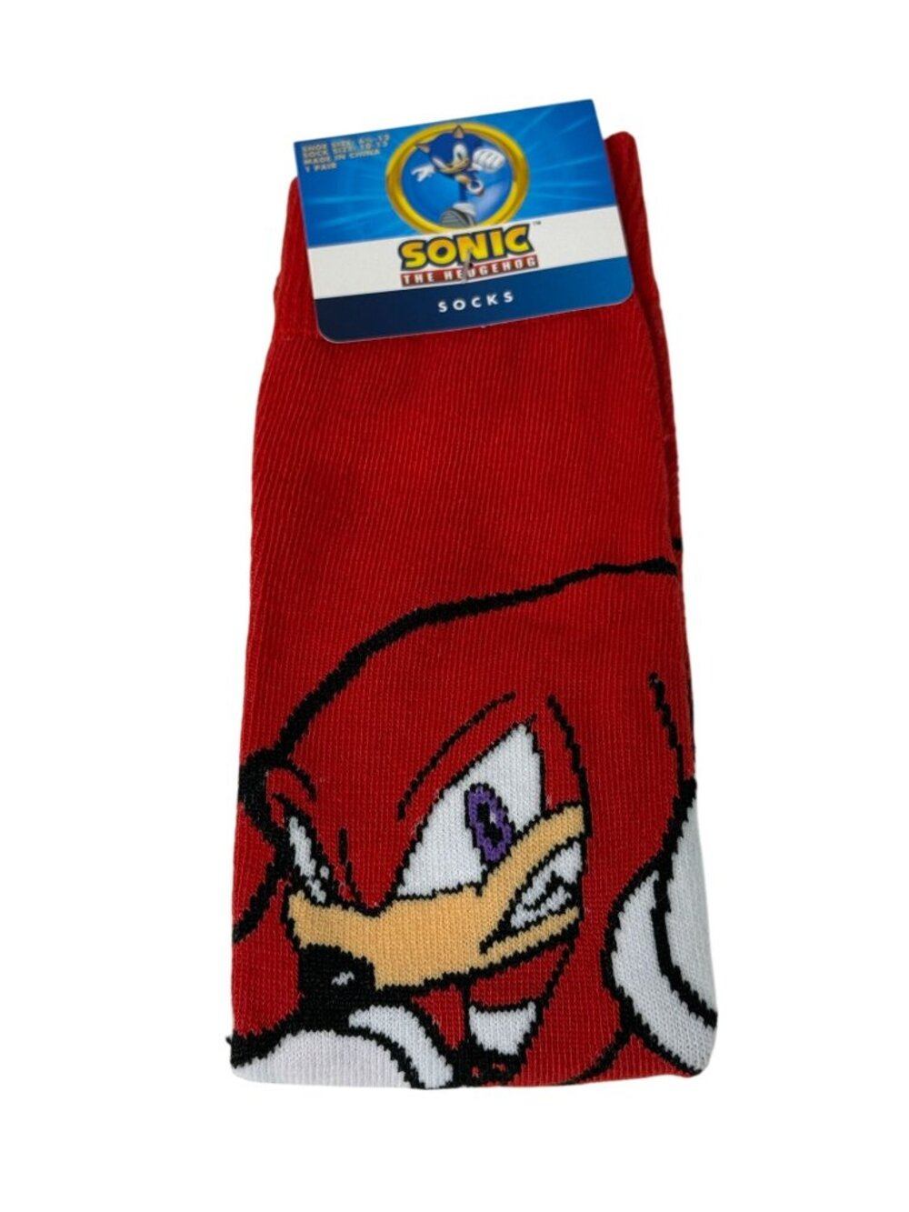 Sonic the Hedgehog Knuckles Red Crew Socks 9-11 New